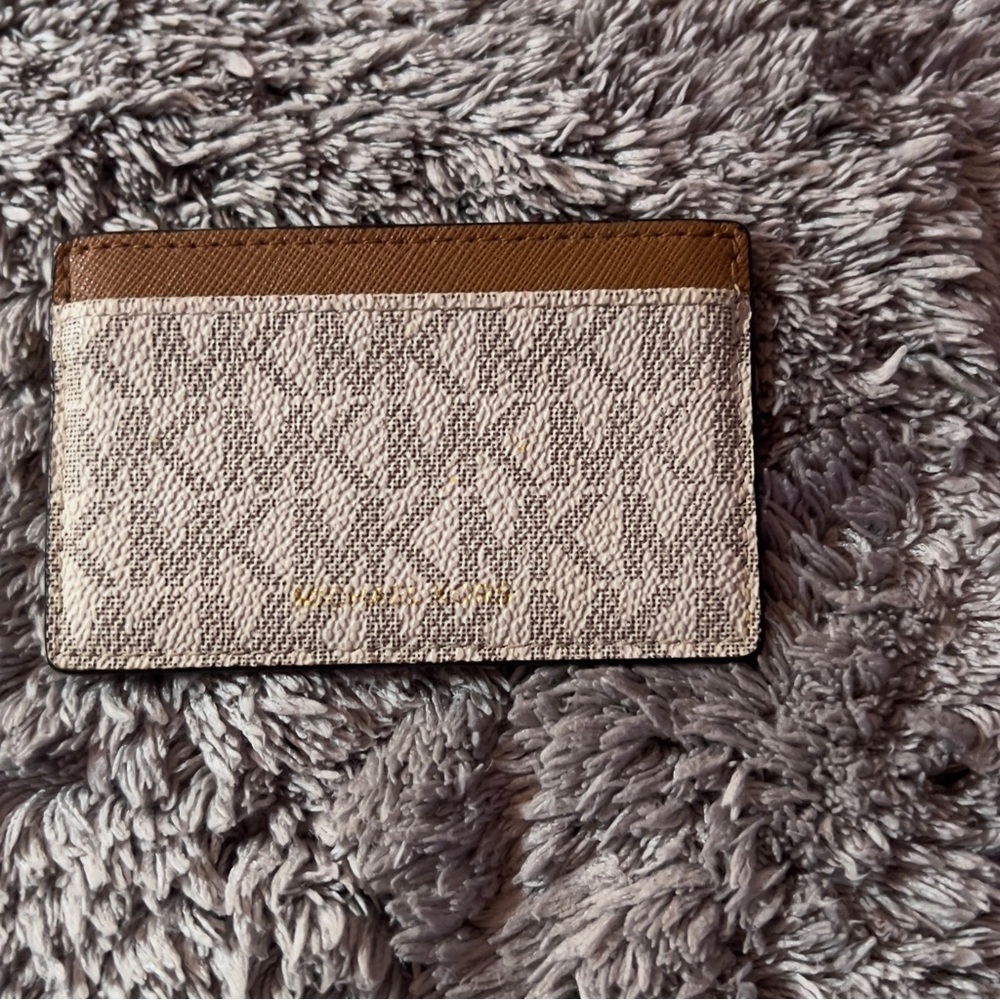 Michael Kors Beige and Brown Signature Card Case